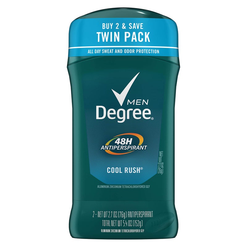 Unilever Degree Men Antiperspirant Deodorant Stick 48 Hour Sweat and Odor Protection Cool Rush Men's Deodorant Keeps You Feeling Fresh and Dry, 2.7 Ounce (Pack of 2) - Image 1